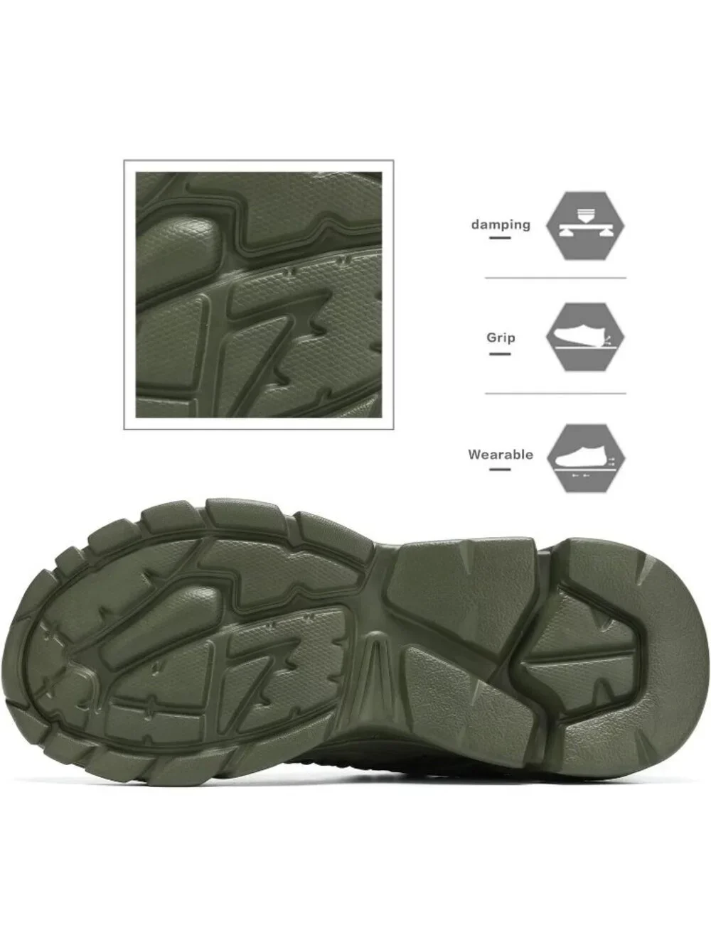 Men's ArmyGreen Rubber Non Slip Breathable Lightweight Fashion Athletic Sneakers